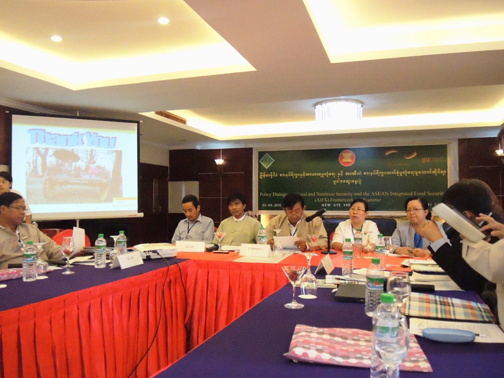 : The Policy Dialogue on Food and Nutrition Security and the ASEAN Integrated Food Security (AIFS) Framework in Myanmar was held in Nay Pyi Taw on 3 September 2015.