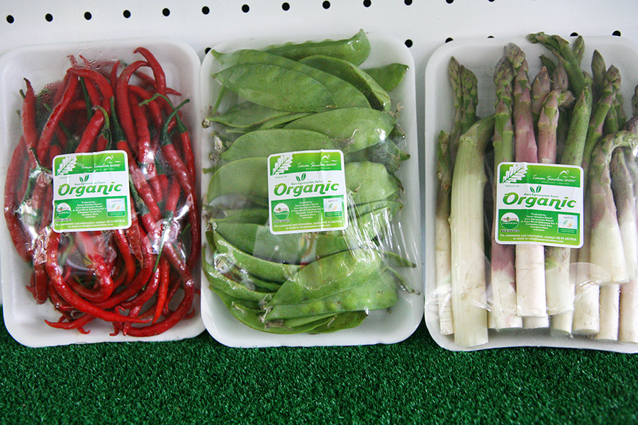 Organic vegetables are displayed at a shop in Taman Simalem Resort supplied by local farmers living nearby the resort.