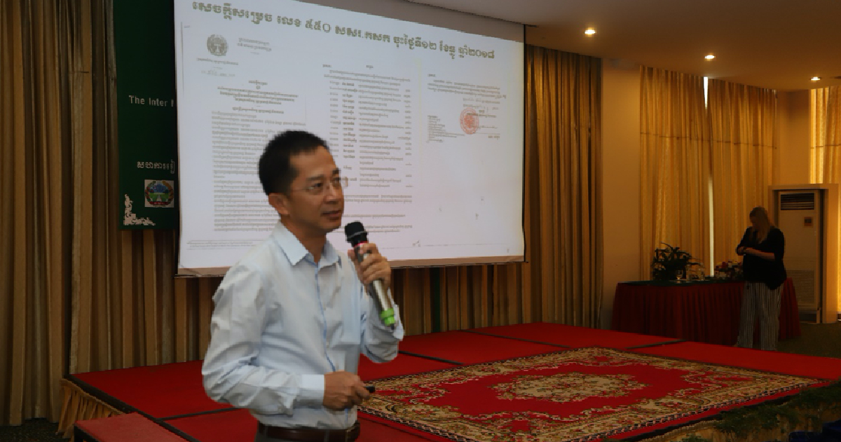 Mr. Hok Kimthourn, Deputy Director of Department of Planning and Statistics at MAFF shares his comments on a judicious mix of public and private approaches in agricultural insurance and the role of governments in supporting agricultural insurance programmes. (Photo Credit: GIZ Thailand)