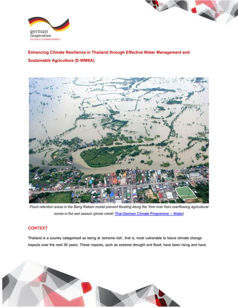Enhancing Climate Resilience in Thailand through Effective Water Management and Sustainable Agriculture (E-WMSA)